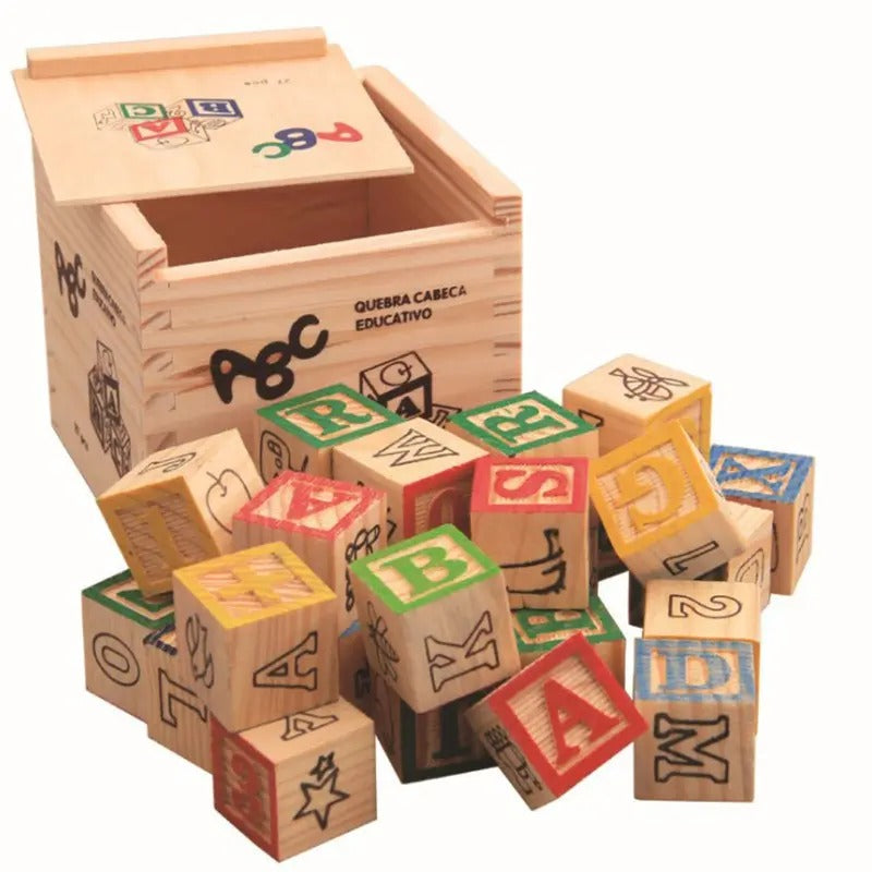 Wooden Montessori Cubes Building Blocks Stacking Game With Different Patterns