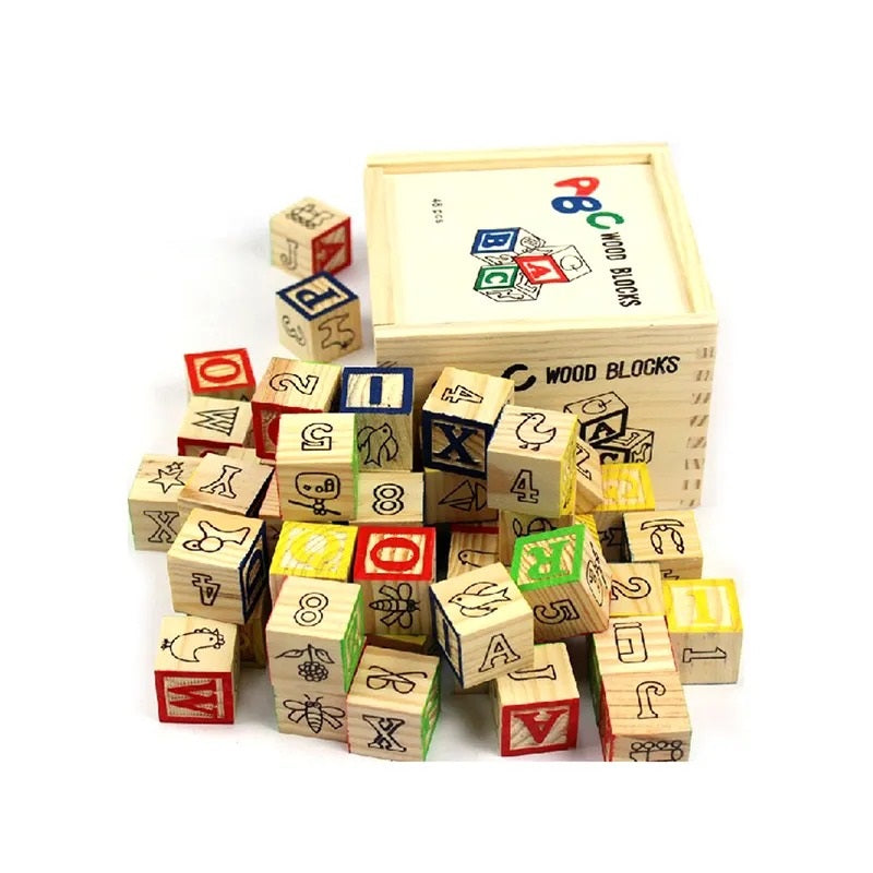 Wooden Montessori Cubes Building Blocks Stacking Game With Different Patterns