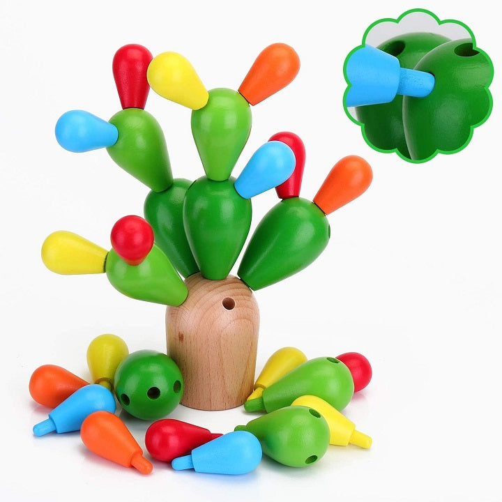 Wooden Multicolour Cactus Puzzle Tree Educational Creative Activity