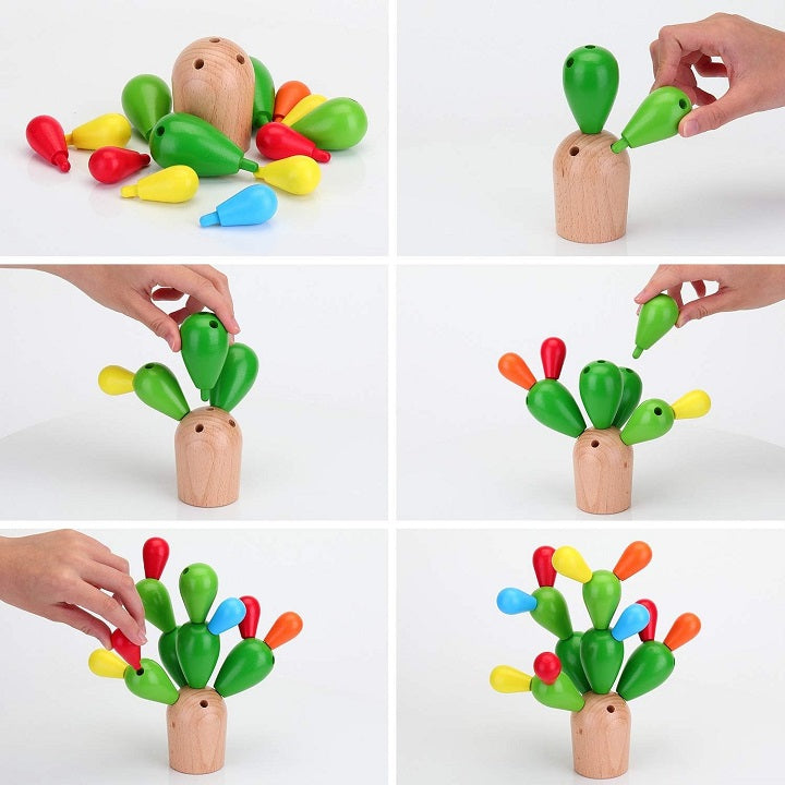 Wooden Multicolour Cactus Puzzle Tree Educational Creative Activity