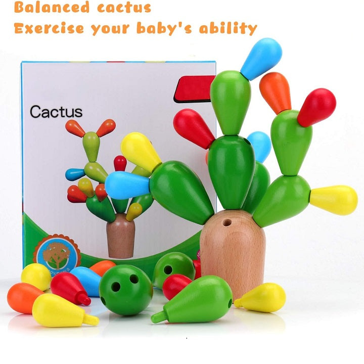 Wooden Multicolour Cactus Puzzle Tree Educational Creative Activity