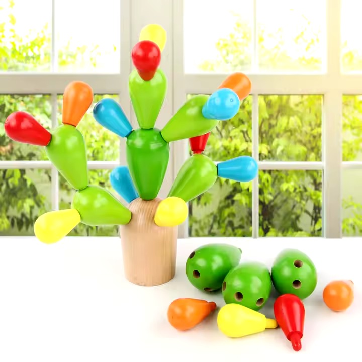 Wooden Multicolour Cactus Puzzle Tree Educational Creative Activity