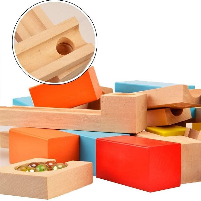 Wooden Runway Rolling Ball DIY Track Educational Assembling Toy