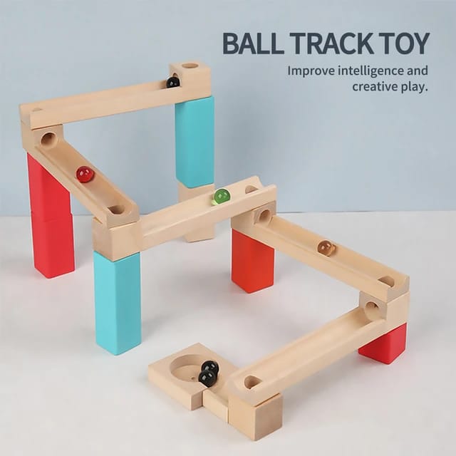 Wooden Runway Rolling Ball DIY Track Educational Assembling Toy