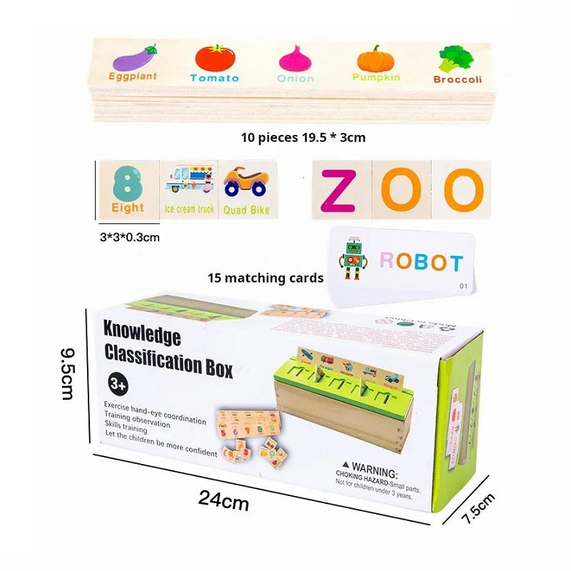 Wooden Knowledge Classification Objects Matching & Flash Cards Early Educational Toy