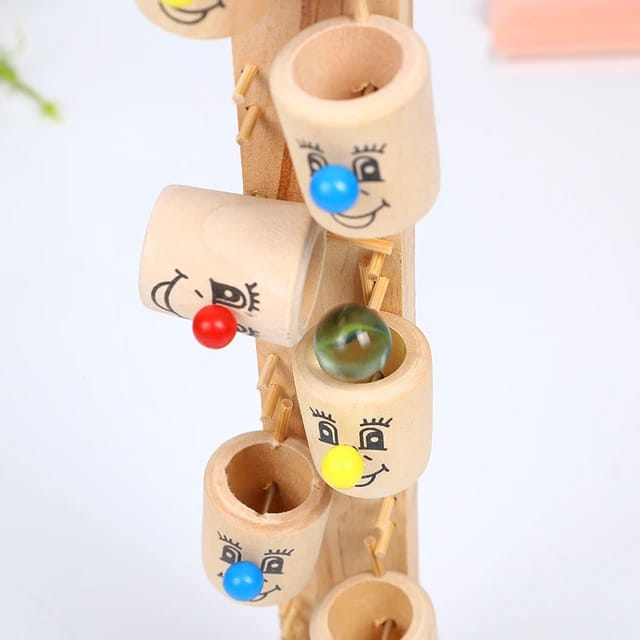 Wooden Funny Rolling Ball Barrel Bucket Tower Educational Activity Toy