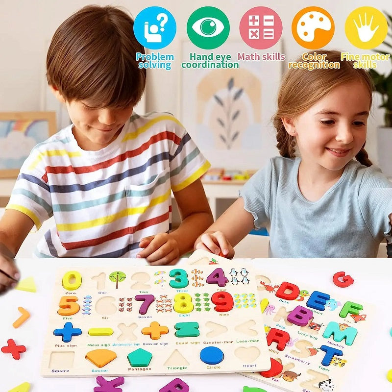 Wooden Multicolor 0-9 Numbers With Shapes & Sign Sorting Board