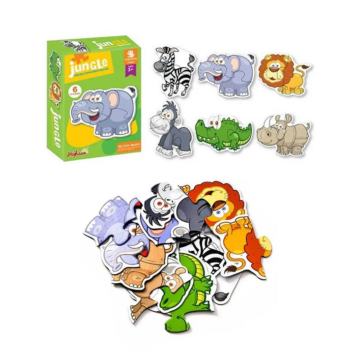 Wild Animal Jungle Match Colorful Jigsaw Puzzles DIY Toy