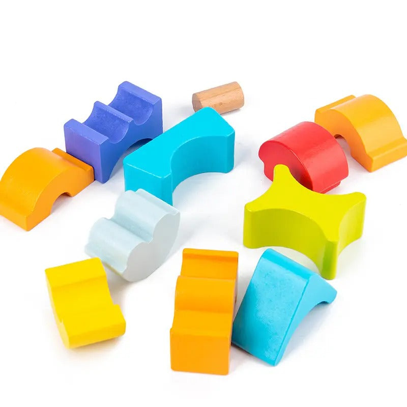 Wooden Pyramid Stacking & Balancing Building Blocks Educational Toys