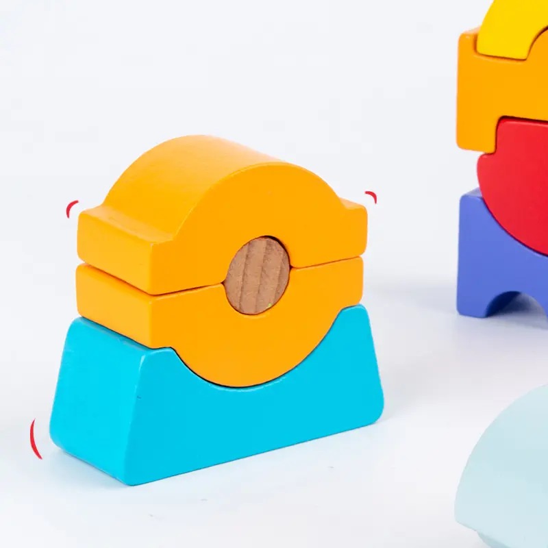 Wooden Pyramid Stacking & Balancing Building Blocks Educational Toys