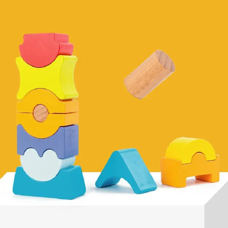 Wooden Pyramid Stacking & Balancing Building Blocks Educational Toys