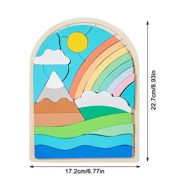 Wooden Montessori Rainbow Jigsaw Puzzle Board