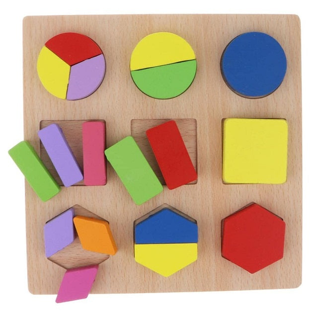 Wooden Geometric Shapes Pairing Puzzle Sorting Board