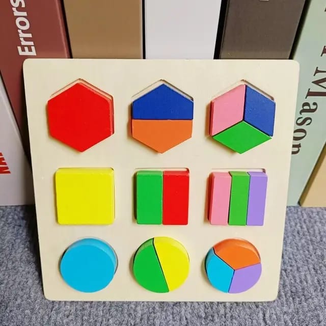 Wooden Geometric Shapes Pairing Puzzle Sorting Board