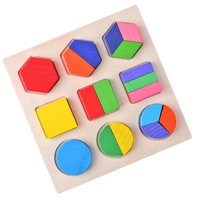 Wooden Geometric Shapes Pairing Puzzle Sorting Board