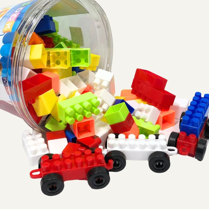 Multicolor Educational Building Blocks Bucket Set