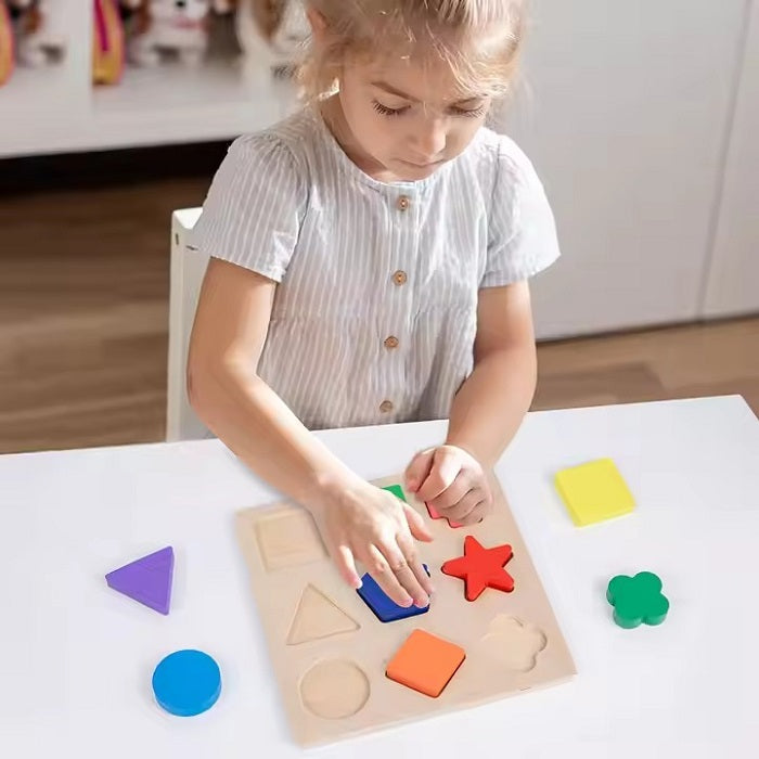 Wooden Multicolour Shape Matching Puzzle Sorting Board