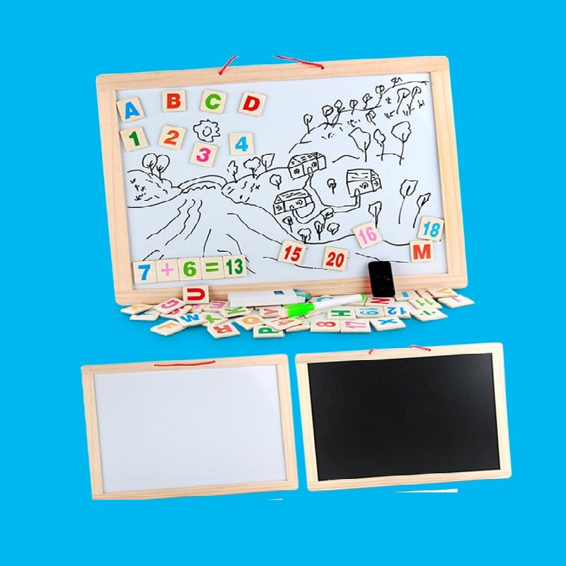 Wooden Double Sided White & Black Writing & Drawing Board