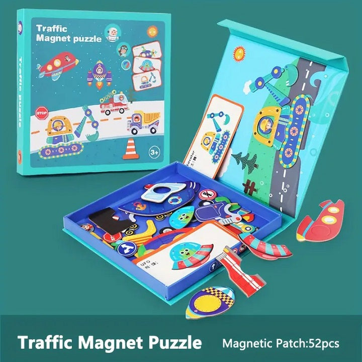 Wooden Magnetic Traffic Puzzles Creative Set