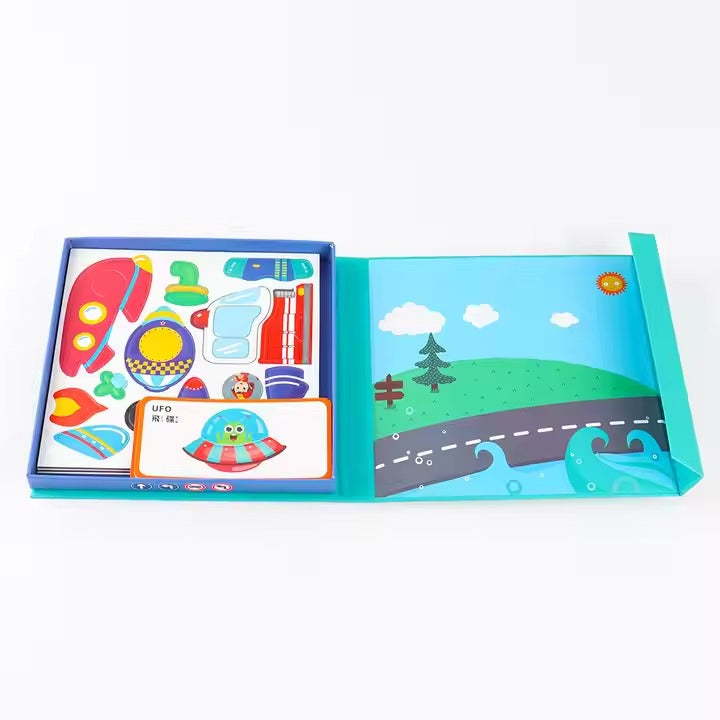 Wooden Magnetic Traffic Puzzles Creative Set