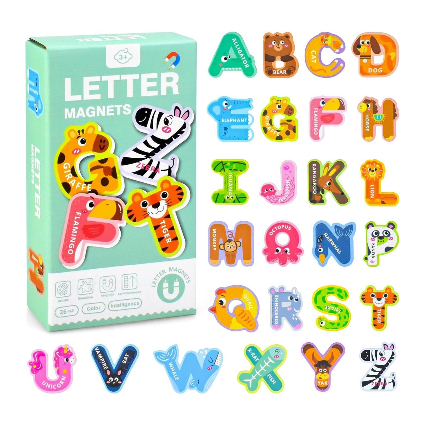 Wooden Magnetic Animal Theme Capital English Alphabets Set