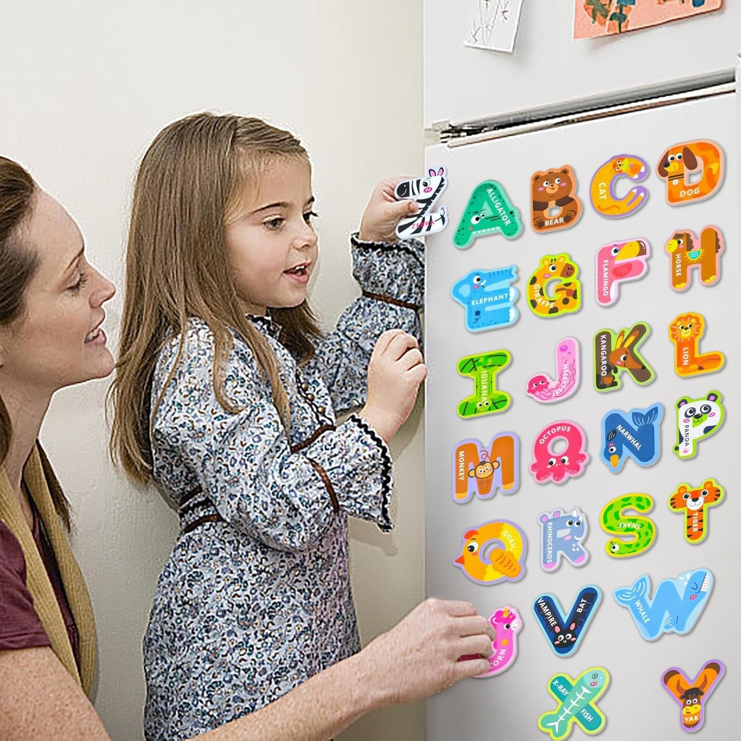 Wooden Magnetic Animal Theme Capital English Alphabets Set