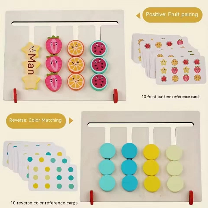 Wooden Double-sided Colours & Fruits Matching Activity Board