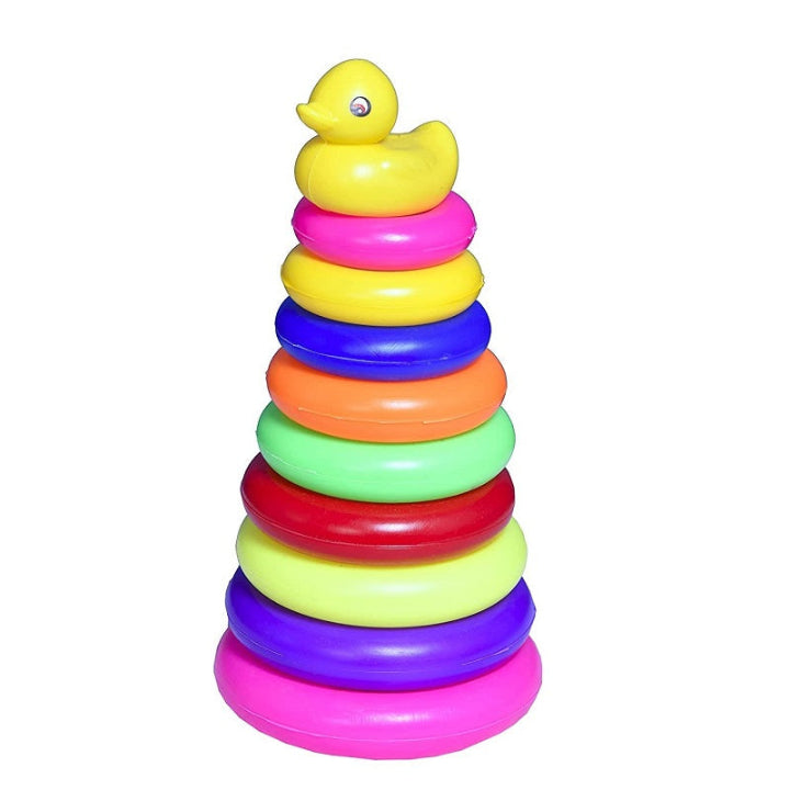 Rainbow Stacking Duck Ring Tower With Yellow Duck