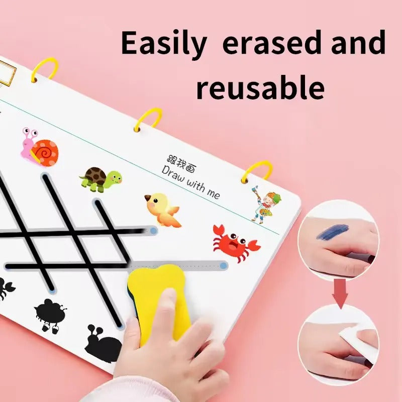 Reusable Stroke Line Dot To Dot Tracing Book-64 Pages