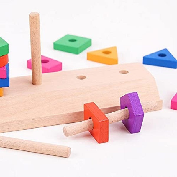 Wooden 5 Column Geometric Shapes Sorting Set With Cards