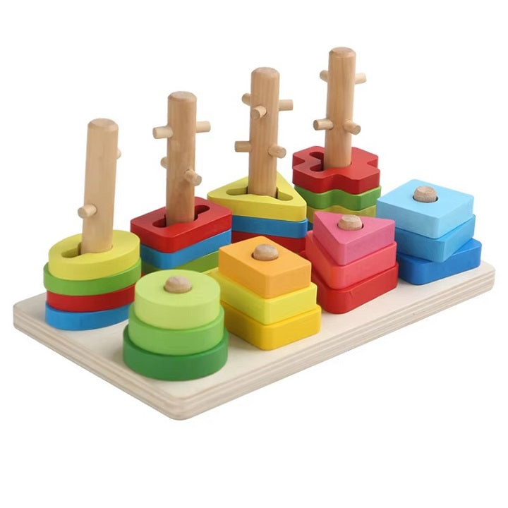 Wooden Rotating And Trapping Geometric Shape Sorting Set