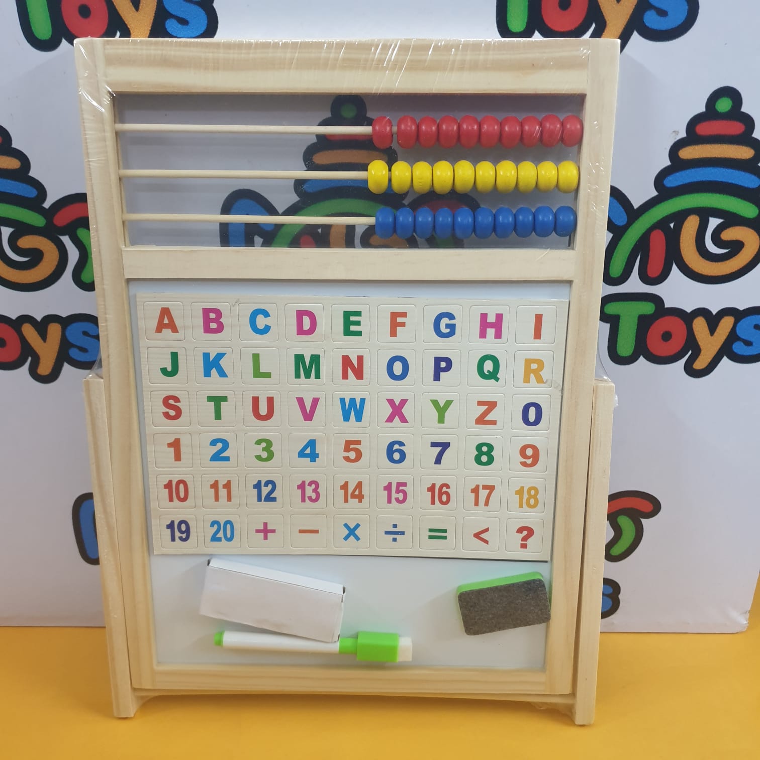 Wooden Magnetic White & Black Board Stand With Abacus