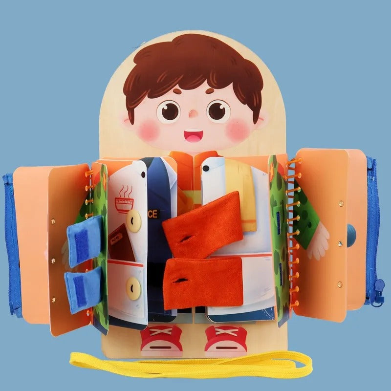 Wooden Montessori 3D Folding Cloth Book Busy Board