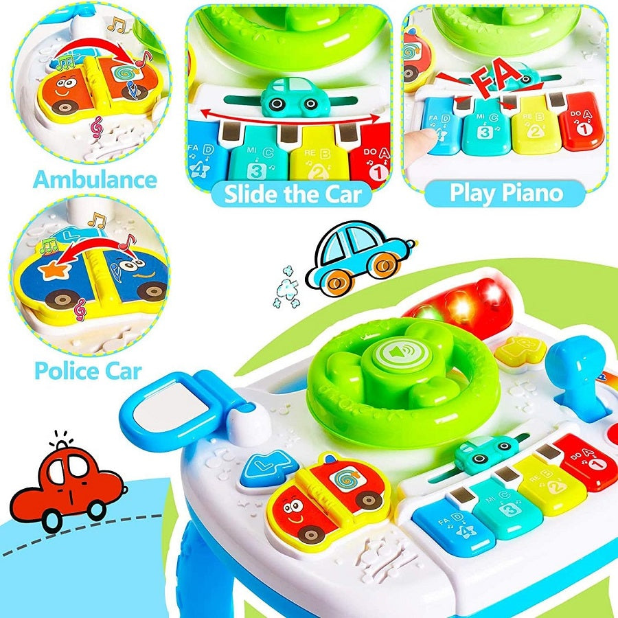 Musical Car Steering Wheel Pretend Play Set With Lights & Piano