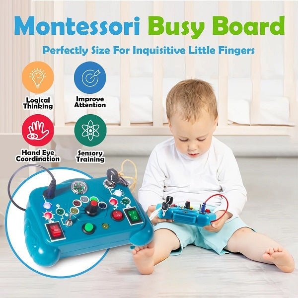 Montessori Busy Board Puzzle Machine With Lights