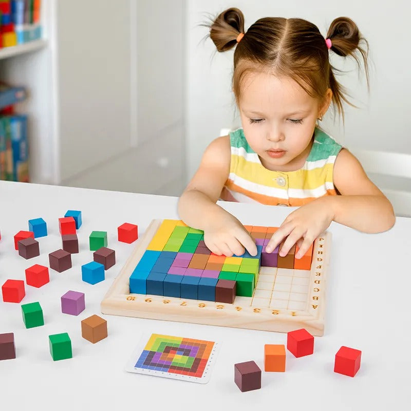 Building Blocks Flashcard Wooden Multifunctional Building Blocks Puzzle Board With Flash Cards ...
