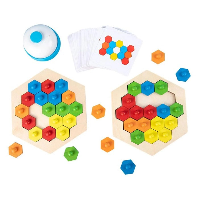 Wooden Honeycomb Shape Puzzles 2 Players Challenge Games