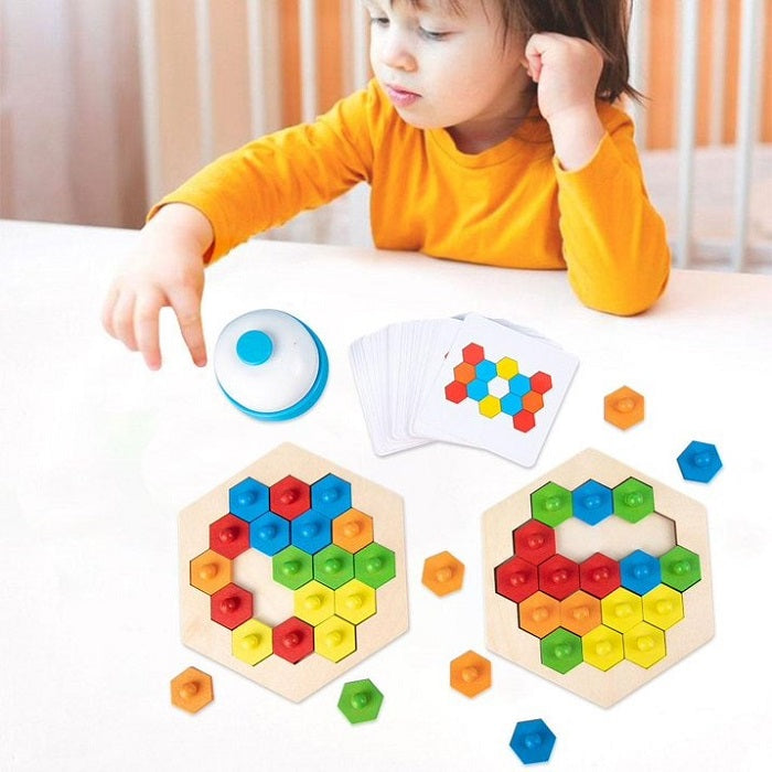 Wooden Honeycomb Shape Puzzles 2 Players Challenge Games