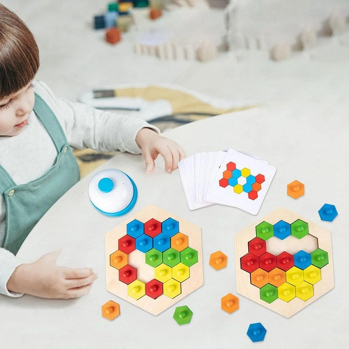 Wooden Honeycomb Shape Puzzles 2 Players Challenge Games