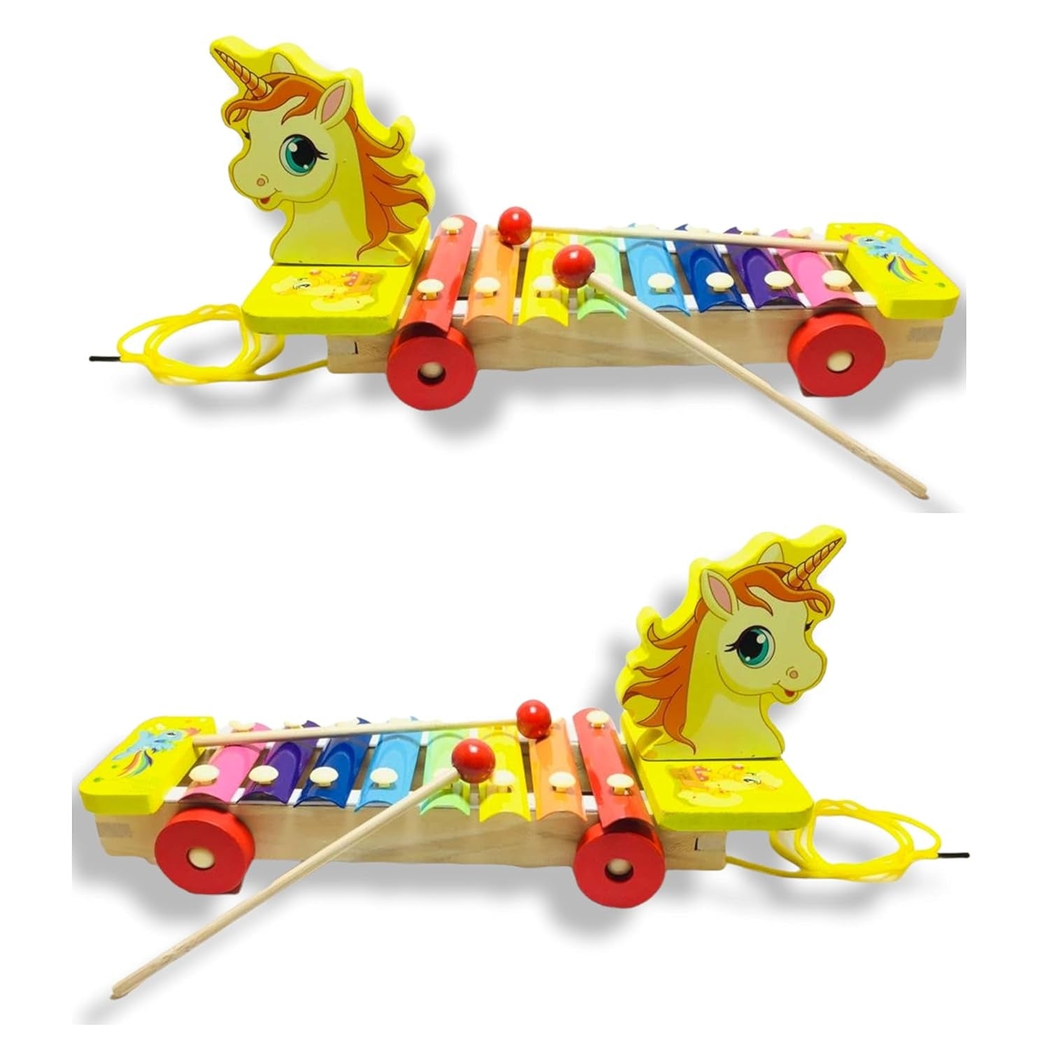 Wooden Hand Knocked Xylophone Trailer With 2 Sticks