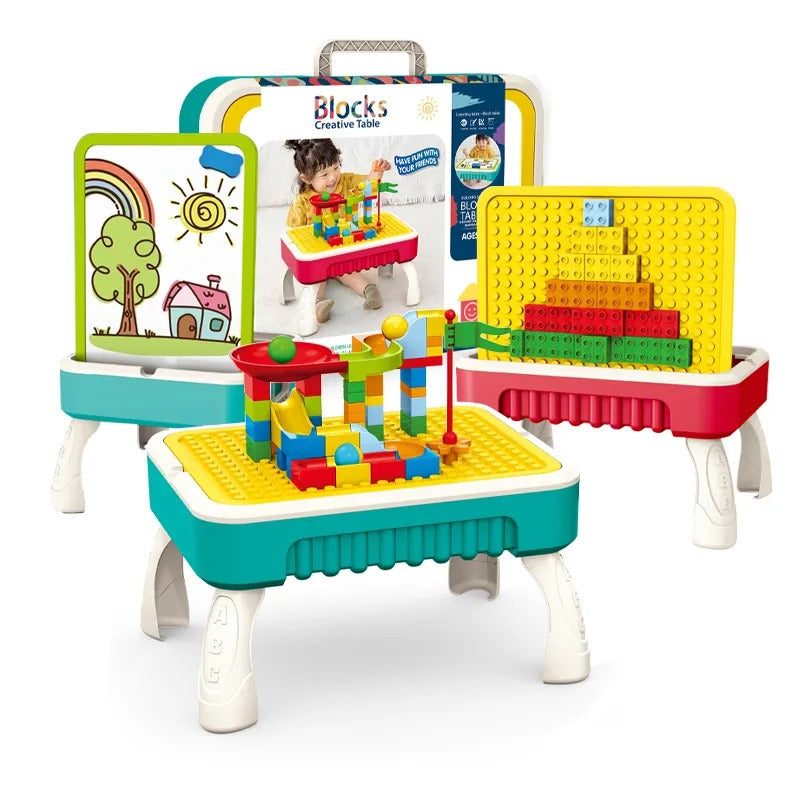 2 in 1 Creative Building Block Puzzle & Drawing Board Table