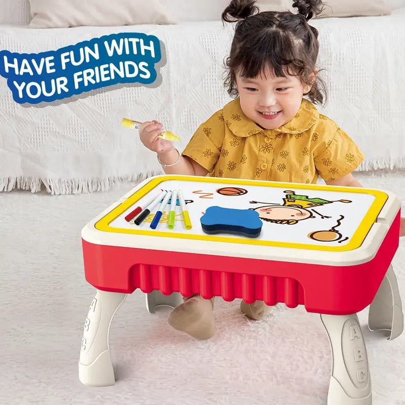 2 in 1 Creative Building Block Puzzle & Drawing Board Table