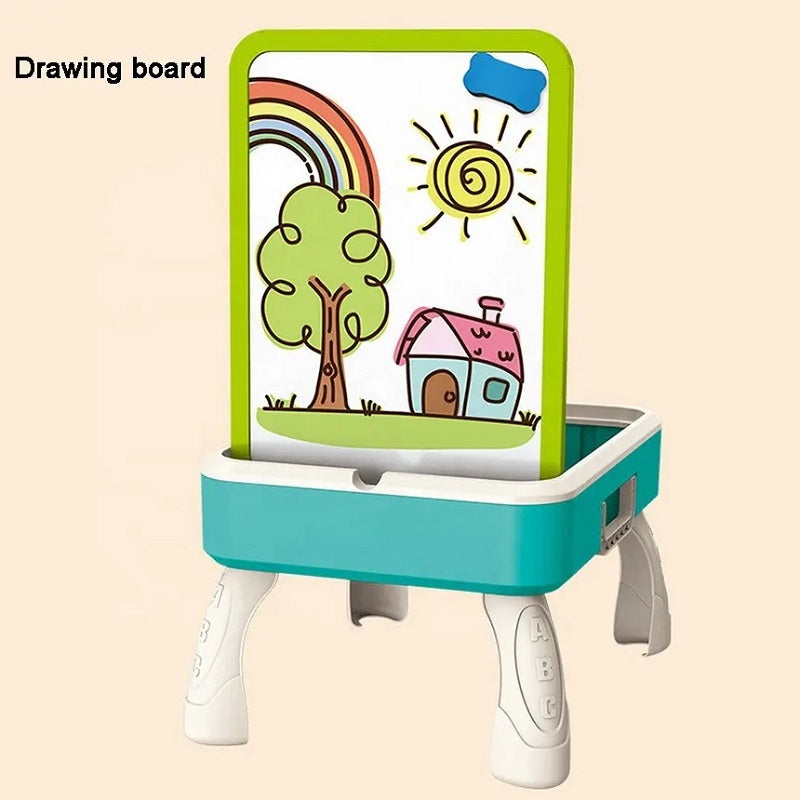 2 in 1 Creative Building Block Puzzle & Drawing Board Table