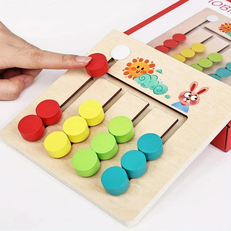 Wooden Mobile 4 Colors Matching Game With Flash Cards