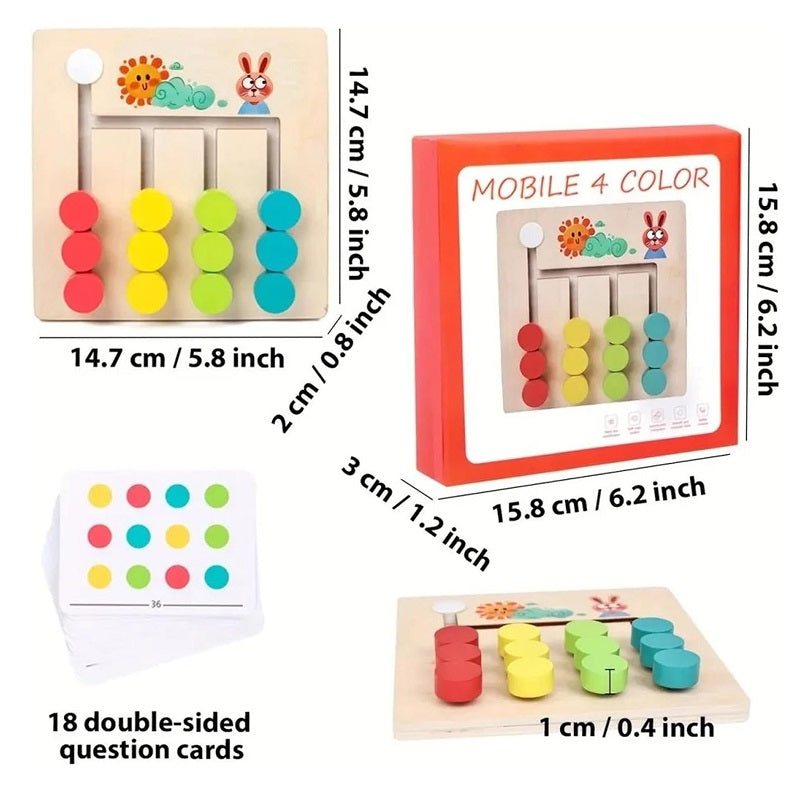 Wooden Mobile 4 Colors Matching Game With Flash Cards