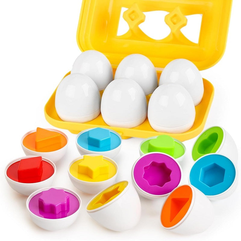 Matching Colors & Shapes Smart 6 Eggs Tray Set