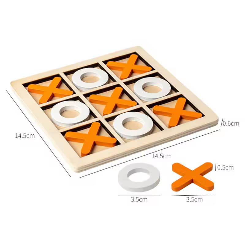 Wooden Tic Tac Toe Puzzle Board Challenging Game