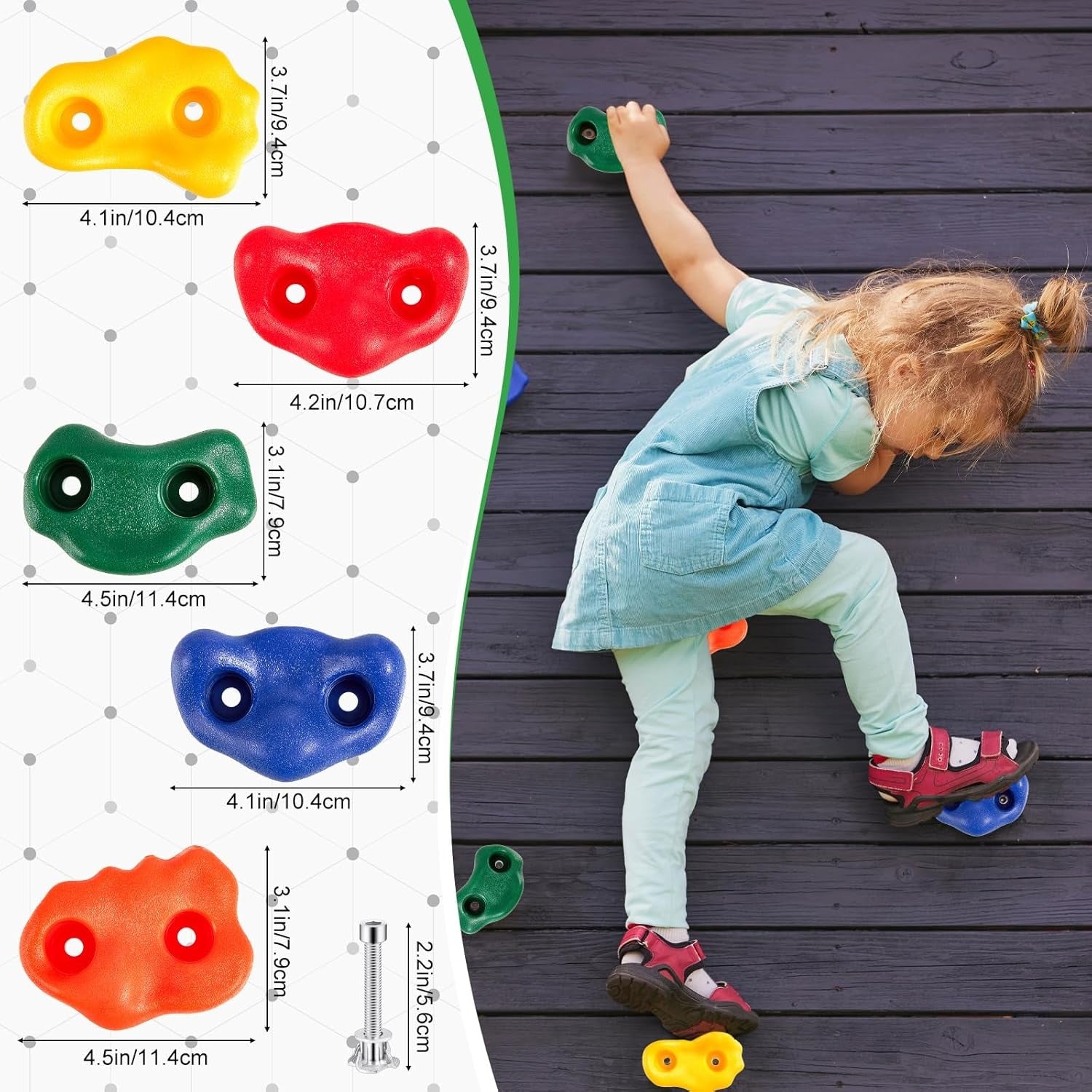 Wall Climbing Holds Stones Shape Set Of 10 Pcs