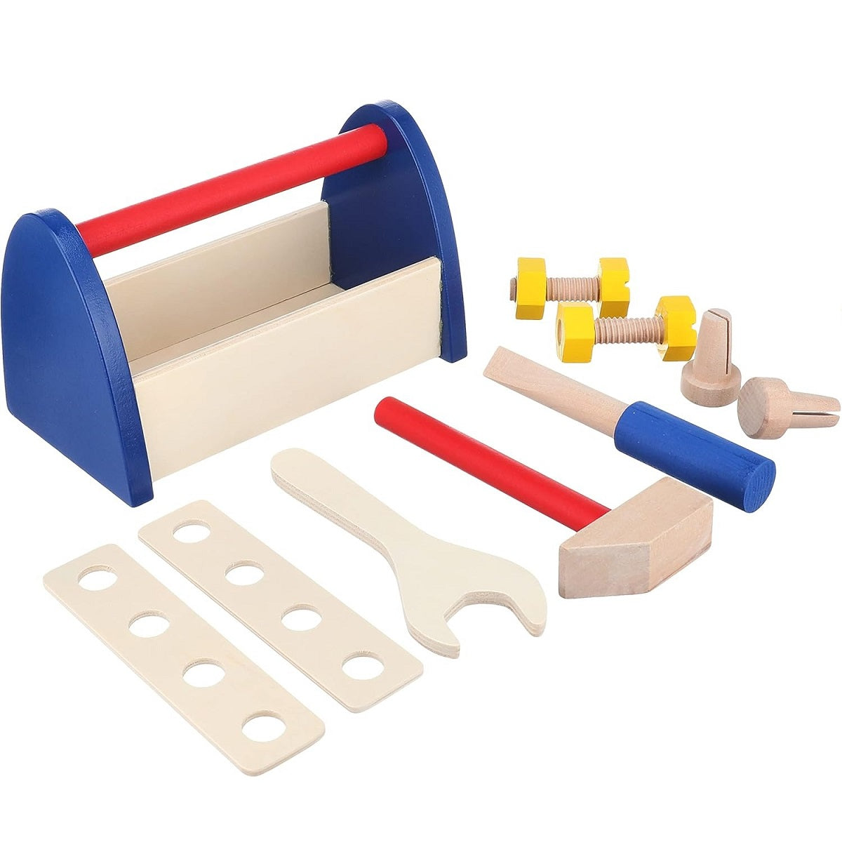 Wooden Multicolor Construction Tool Kit Box