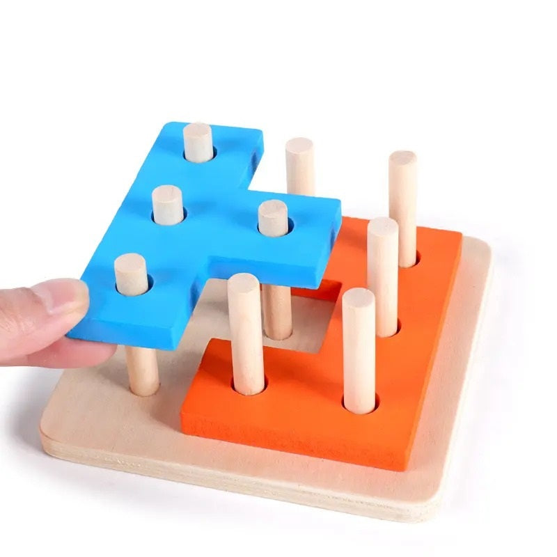 Wooden Logic Square Montessori Puzzle Blocks Set